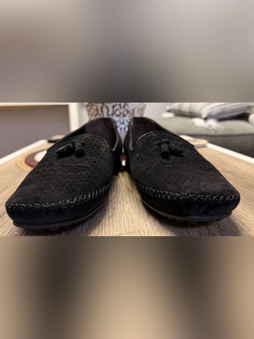 Vintage Stuart Weitzman Women's Black Suede Tassel Driving Mocs Size 7.5B